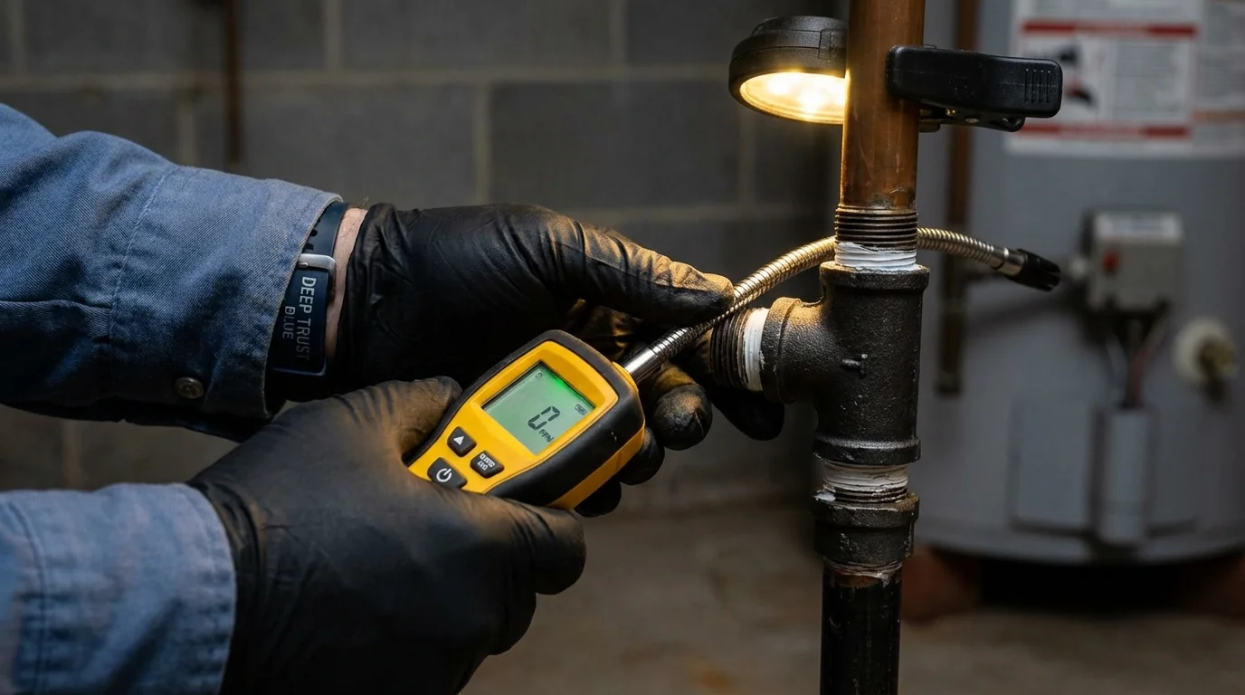 Gas leak detection with electronic sniffer by Johns Plumbing LLC in Tonawanda