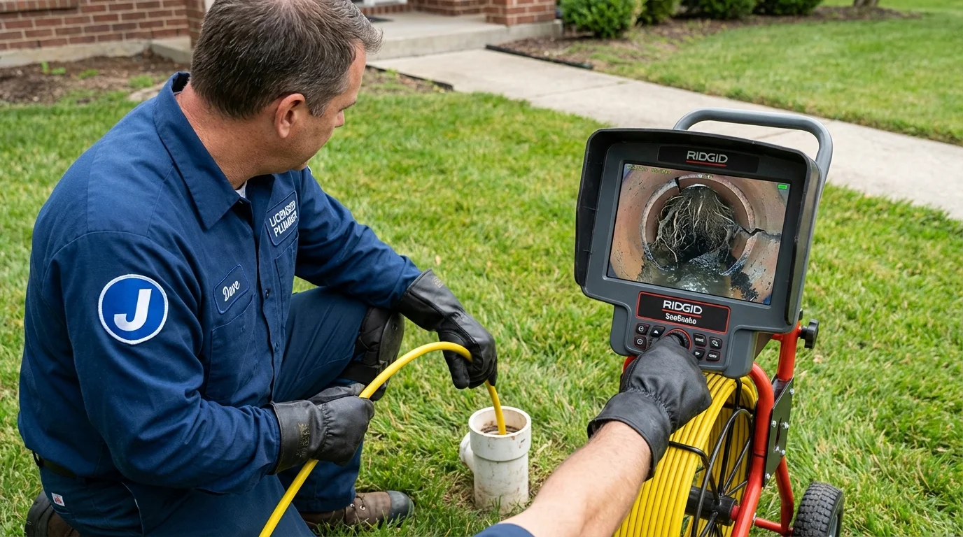 Sewer camera inspection being performed by Johns Plumbing LLC in Tonawanda